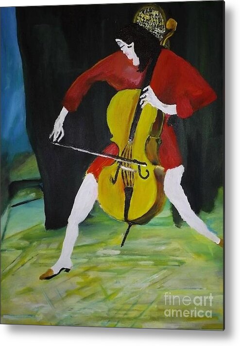 Music Room Metal Print featuring the painting The Cellist by Denise Morgan