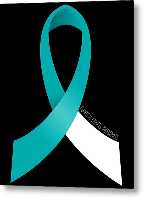 Awareness Metal Print featuring the digital art Cervical Cancer Awareness Ribbon by Flippin Sweet Gear