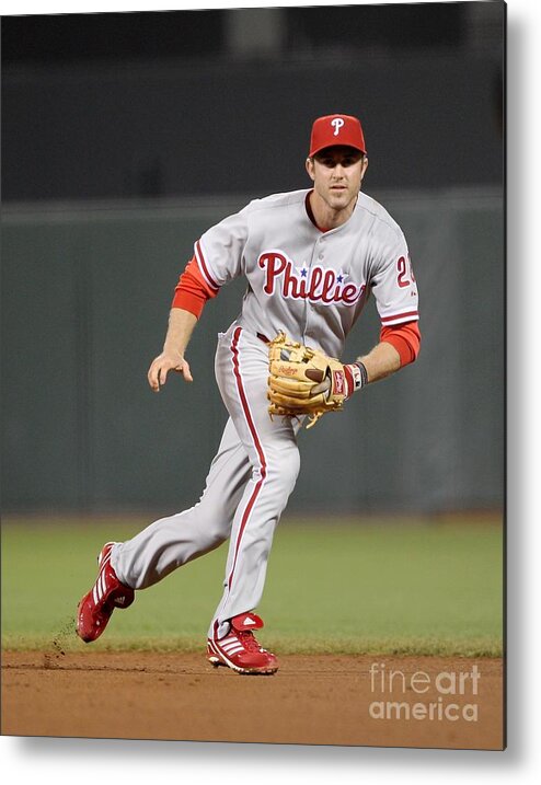 California Metal Print featuring the photograph Chase Utley by Ezra Shaw