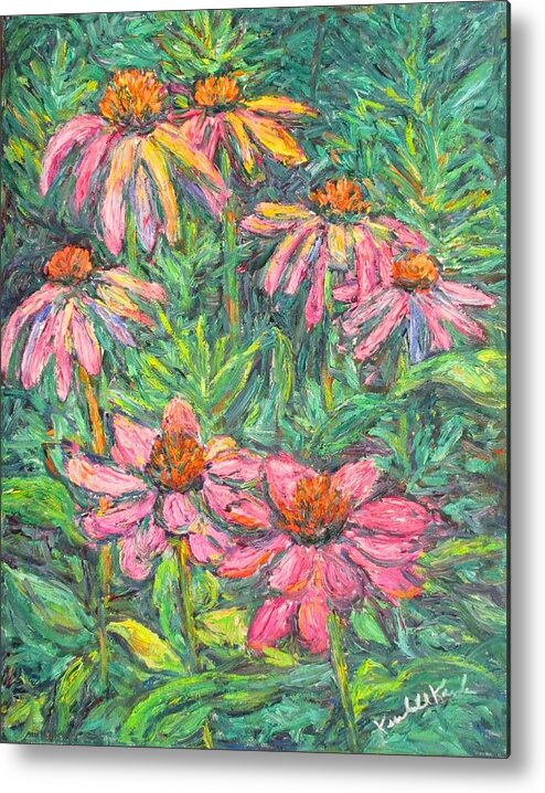Coneflowers Metal Print featuring the painting Circle of Coneflowers by Kendall Kessler