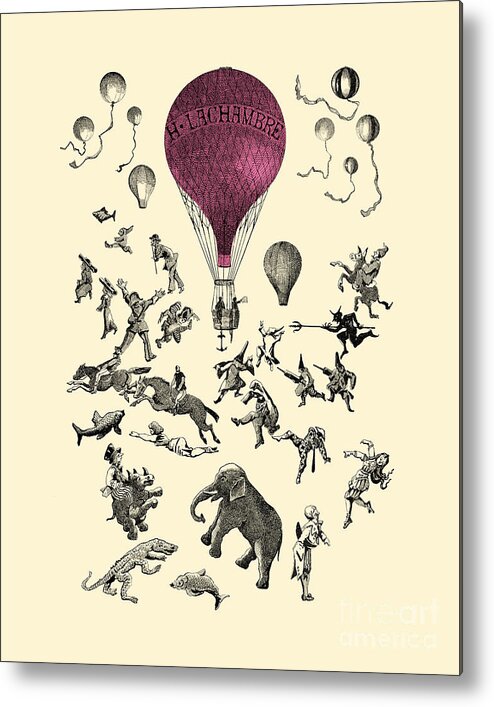 Animals Metal Print featuring the digital art Circus Hot Air Balloon by Madame Memento