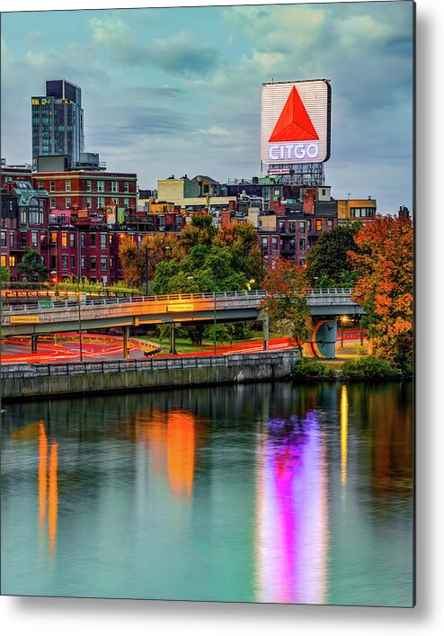 Citgo Sign Metal Print featuring the photograph Citgo Sign and Boston's Charles River in The Fall by Gregory Ballos