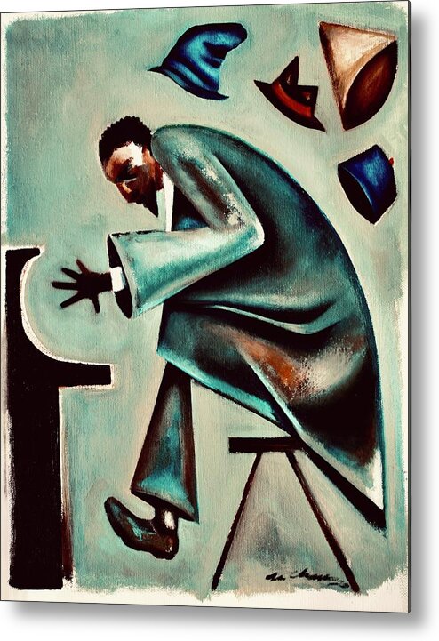 Thelonious Monk Metal Print featuring the painting Coat and Hats / Thelonious Monk by Martel Chapman
