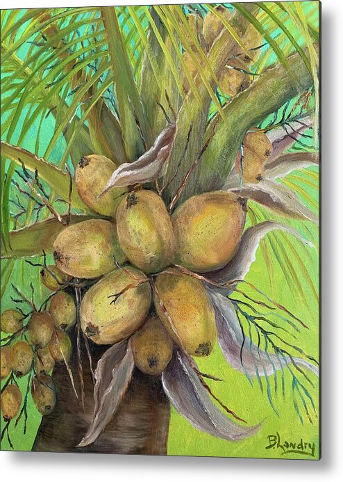 Oil Painting Metal Print featuring the painting Coconut Palm by Barbara Landry