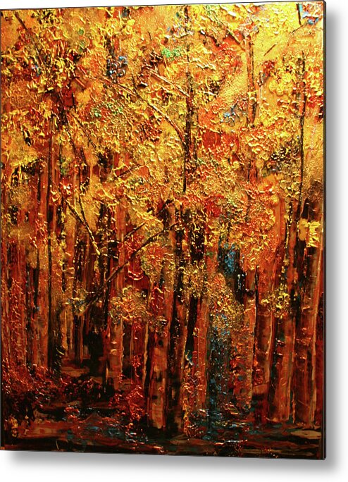 Aspen Metal Print featuring the painting Colorado Gold by Marilyn Quigley