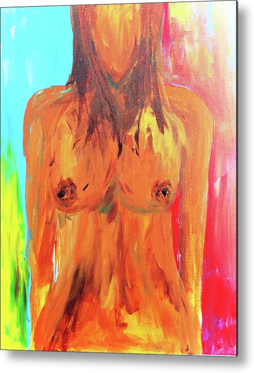 Paintings Metal Print featuring the painting Colorful Female nude by Julie Lueders 