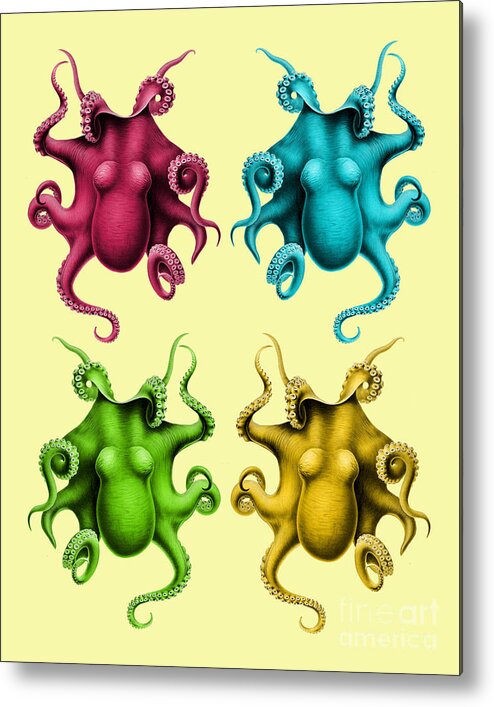 Octopus Metal Print featuring the digital art Colorful octopi by Madame Memento