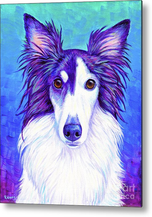 Silken Windhound Metal Print featuring the painting Colorful Silken Windhound by Rebecca Wang