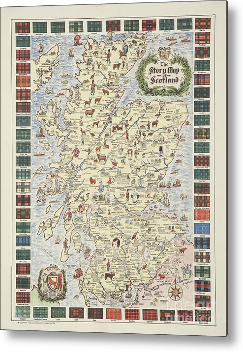 Colortext Publications Metal Print featuring the digital art Colortext Publications - The Story Map of Scotland - 1935-6 by Vintage Map