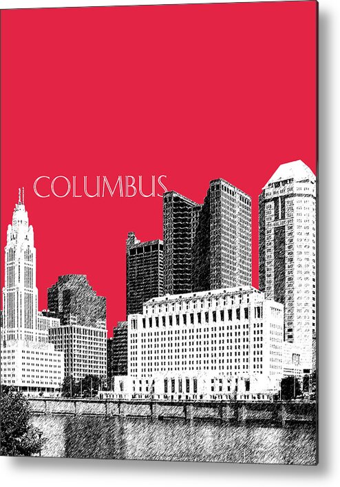 Architecture Metal Print featuring the digital art Columbus Skyline - Red by DB Artist