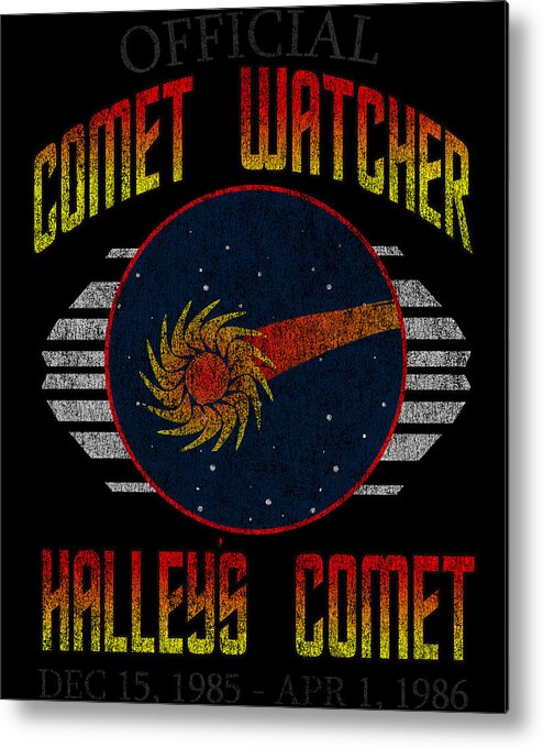 Funny Metal Print featuring the digital art Comet Watcher Retro by Flippin Sweet Gear