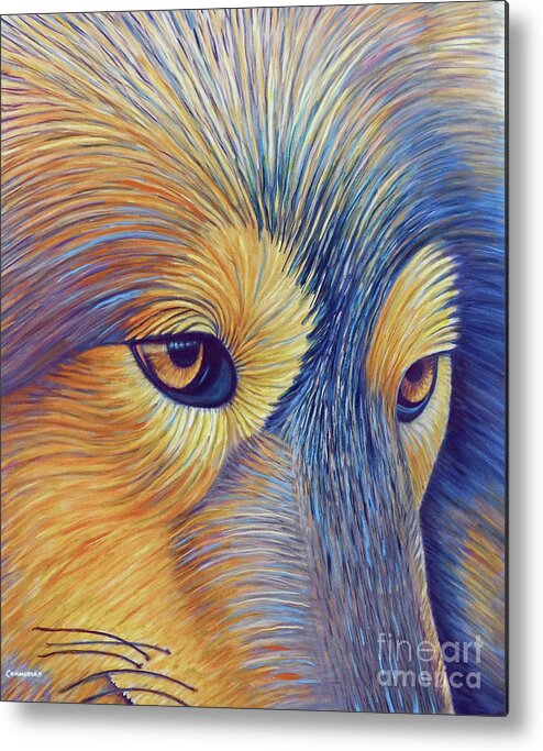 Wolf Metal Print featuring the painting Contemplation by Brian Commerford