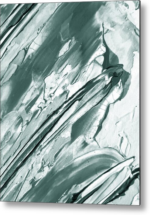 Soft Gray Metal Print featuring the painting Cool Soft Gray Lines Abstract Textured Decorative Art III by Irina Sztukowski