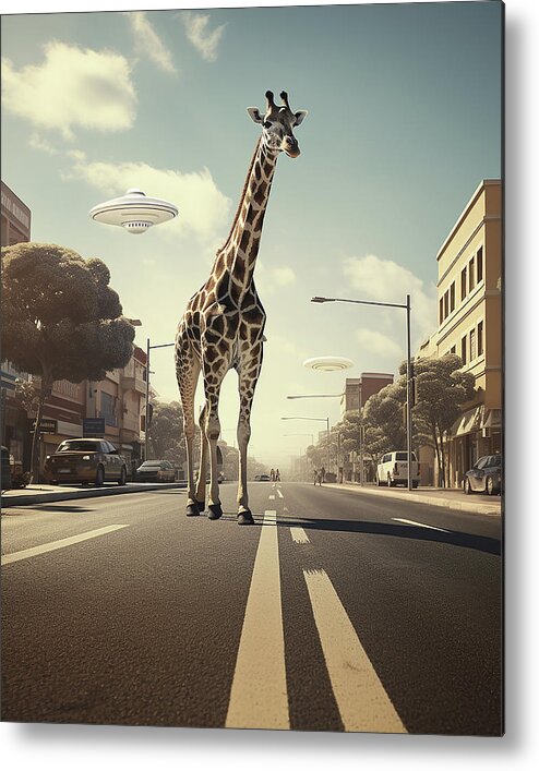 Girafe Metal Print featuring the digital art Cosmic Crossing by Swissgo4design