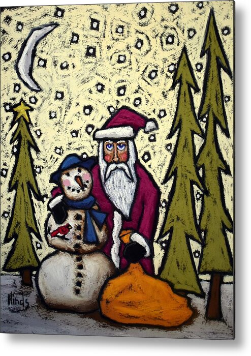 Santa Metal Print featuring the painting Country Christmas Scene by David Hinds