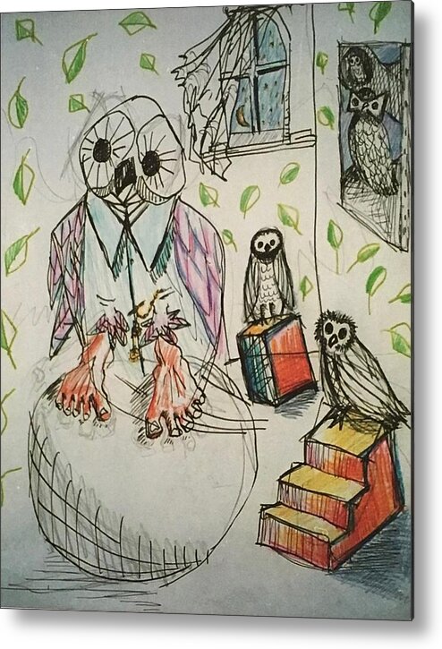 Owls Metal Print featuring the mixed media Creativity by Ricardo Penalver deceased
