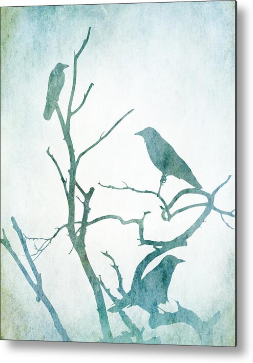 Bird Metal Print featuring the digital art Crow Birds on Tree Bird 93 by Lucie Dumas