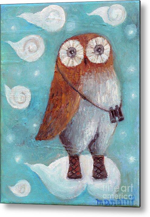 Curious Metal Print featuring the painting Curious Hoot by Manami Lingerfelt
