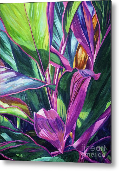 Art Metal Print featuring the painting Curvy Cordyline by John Clark
