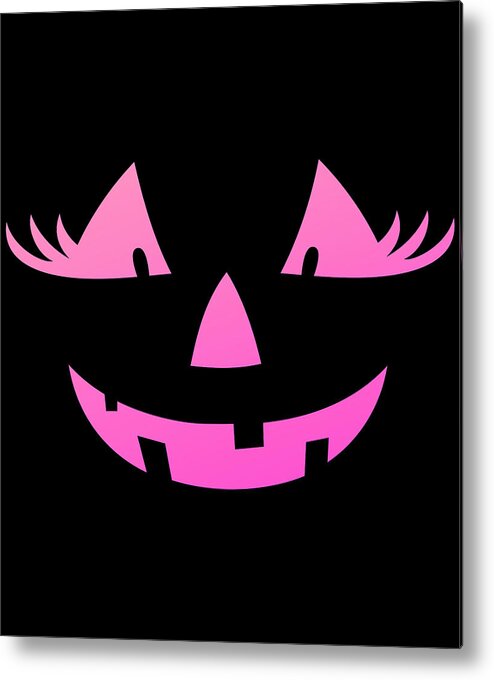 Cute Metal Print featuring the digital art Cute Pink Pumpkin Jack O Lantern Halloween by Flippin Sweet Gear