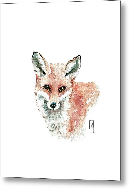 Fox Metal Print featuring the painting Cute Red Fox by Luisa Millicent