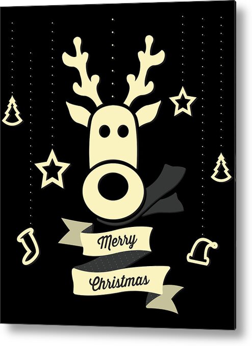 Christmas 2023 Metal Print featuring the digital art Cute Reindeer Christmas by Flippin Sweet Gear