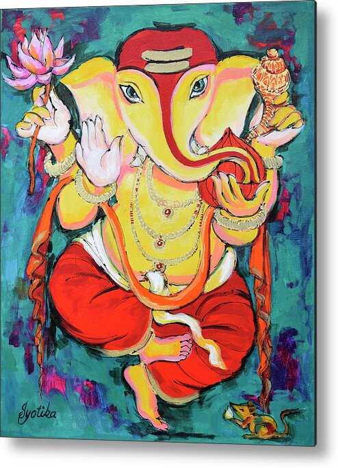 Ganesha Metal Print featuring the painting Dancing Ganesh by Jyotika Shroff