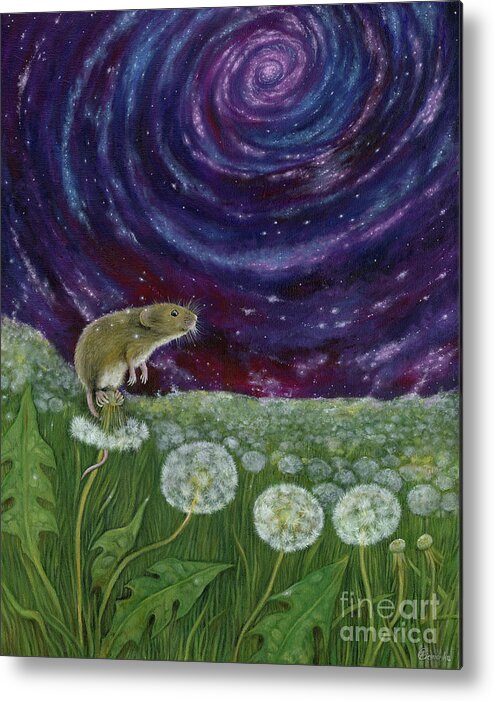 Mouse Metal Print featuring the painting Dandelion meadow by Ang El