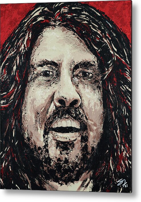 Dave Grohl Metal Print featuring the painting Dave Grohl My Hero by Steve Follman