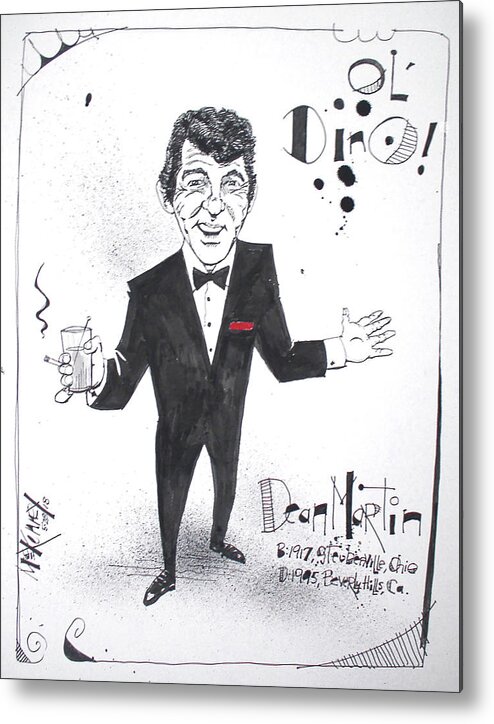  Metal Print featuring the drawing Dean Martin by Phil Mckenney