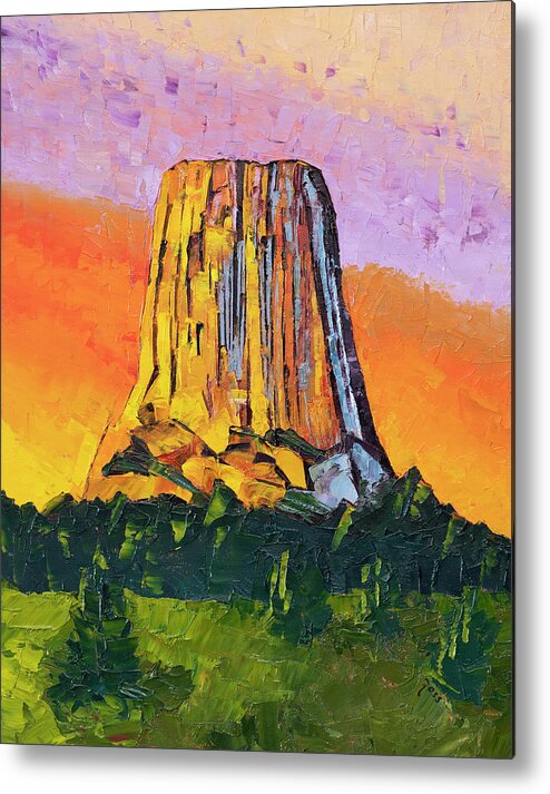 Painting Metal Print featuring the painting Devil's Tower by Mark Ross