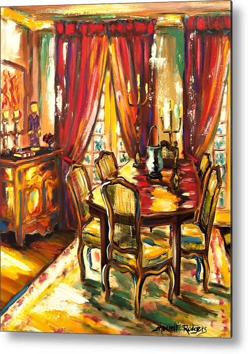 Painting Metal Print featuring the painting Dining in Red by Sherrell Rodgers