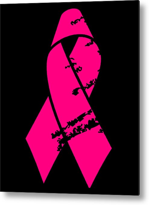 Funny Metal Print featuring the digital art Distressed Pink Ribbon by Flippin Sweet Gear