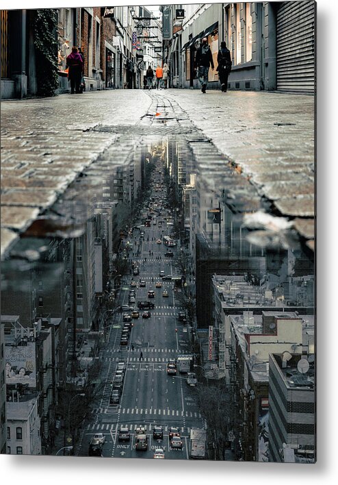 Double Metal Print featuring the digital art Double Decker Road by Swissgo4design