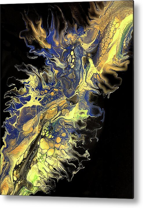 Dragon Fire Metal Print featuring the painting Dragon Fire by Teresa Wilson - Pour Your Art Out by Teresa Wilson