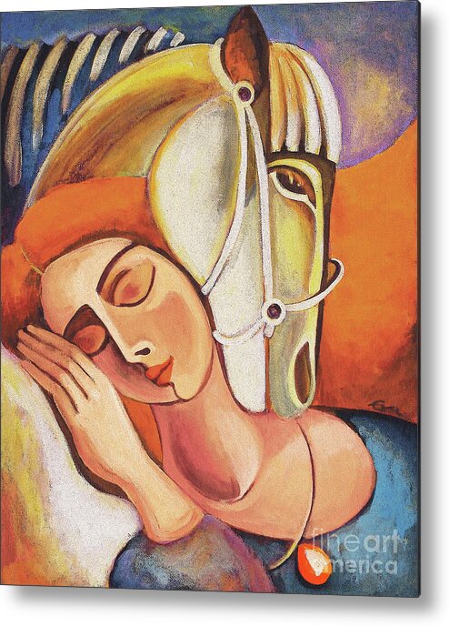 Woman And Horse Metal Print featuring the painting Dream Keeper by Eva Campbell