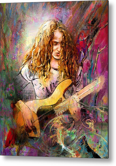 Music Metal Print featuring the painting Dreaming Of Tal Wilkenfeld by Miki De Goodaboom