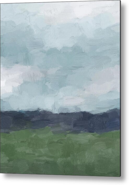 Sky Blue Metal Print featuring the painting Driving to the Valley by Rachel Elise