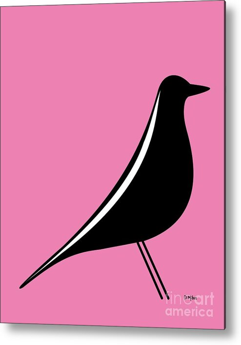 Mid Century Modern Metal Print featuring the digital art Eames House Bird on Pink by Donna Mibus