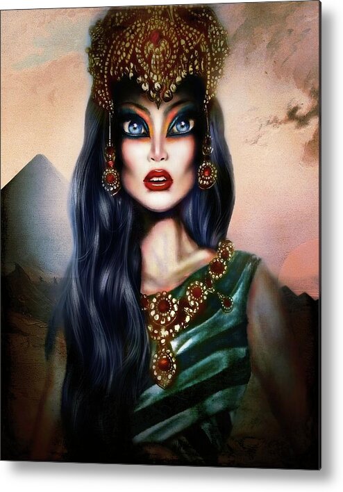 Blue Metal Print featuring the painting Hatshepsut Painting by Tiago Azevedo Pop Surrealism Art by Tiago Azevedo