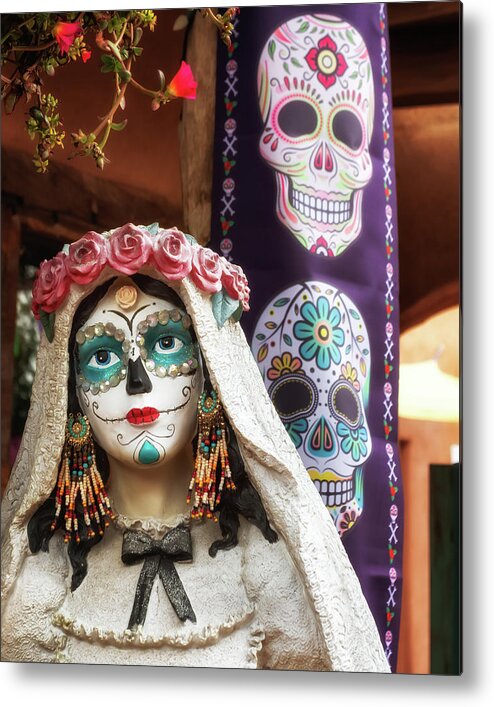 Elegant Skull Metal Print featuring the photograph Elegant Skull - Day of the Dead by Susan Rissi Tregoning
