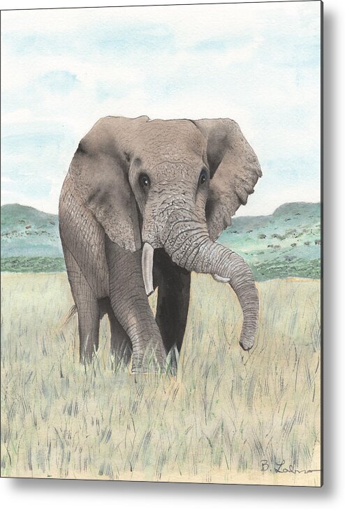 Elephant Metal Print featuring the painting Elephant by Bob Labno