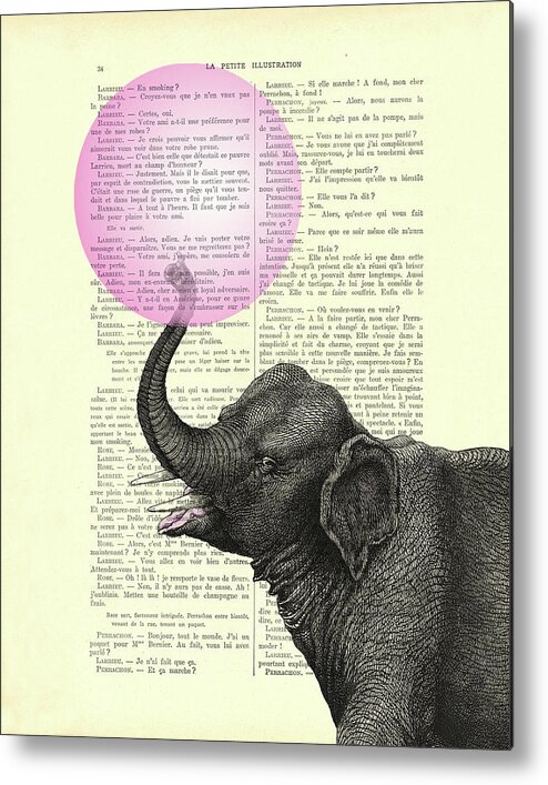 Elephant Metal Print featuring the mixed media Elephant bubble gum home decor by Madame Memento