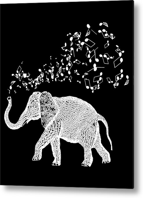 Elephant Metal Print featuring the digital art Elephant Music Notes for Animal and Music Lovers by Lance Gambis