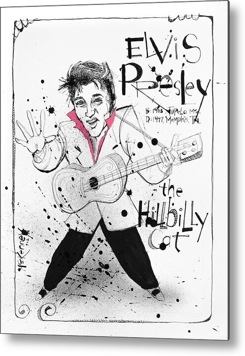  Metal Print featuring the drawing Elvis Presley by Phil Mckenney