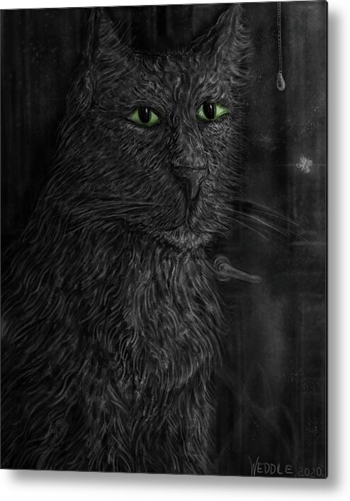 Cat Metal Print featuring the digital art Enchanted by Angela Weddle