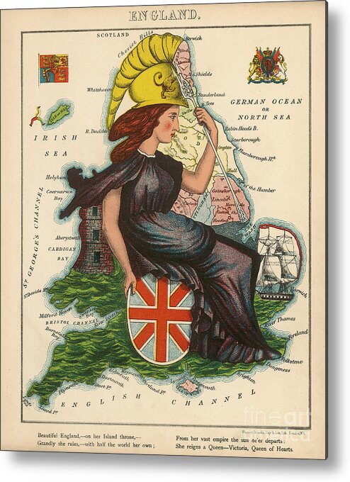 Lilian Lancaster Metal Print featuring the digital art Lilian Lancaster - England - 1868 by Vintage Map