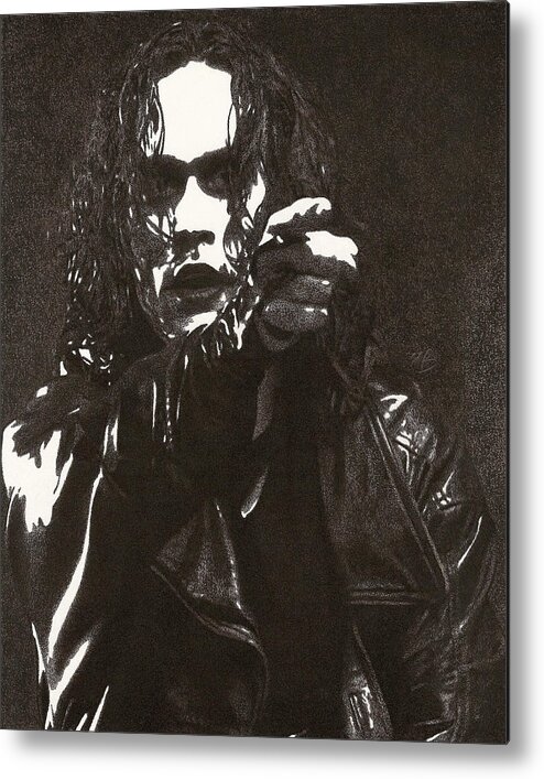 The Crow Metal Print featuring the drawing Eric Draven by Mark Baranowski