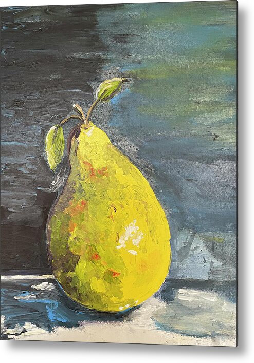 Pear Metal Print featuring the mixed media French Pear by Linda Bailey