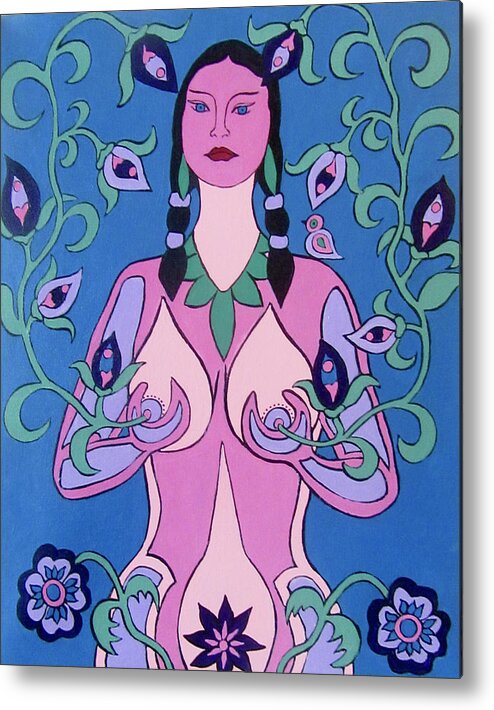 Woman Metal Print featuring the painting Eve Awakened by Stephanie Moore